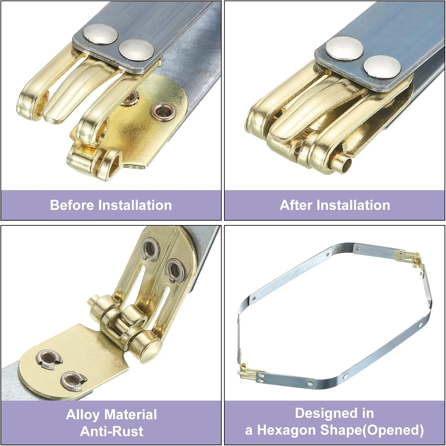 uxcell Metal Internal Flex Frames, 3 Pcs 11.81" x 0.55" Flex Frame Kiss Lock Clasp, Handbag Frame Hardware Accessories Bag Clip for DIY Clutch Coin Purse Handmade Sewing Making Craft