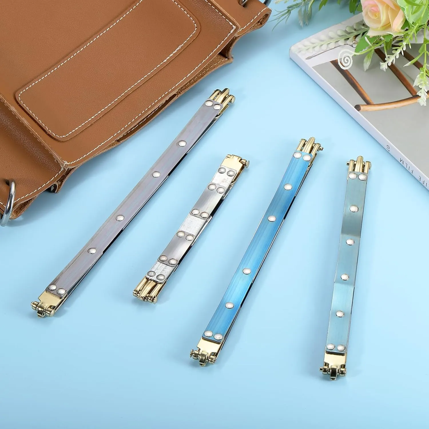uxcell Metal Internal Flex Frames, 3 Pcs 11.81" x 0.55" Flex Frame Kiss Lock Clasp, Handbag Frame Hardware Accessories Bag Clip for DIY Clutch Coin Purse Handmade Sewing Making Craft
