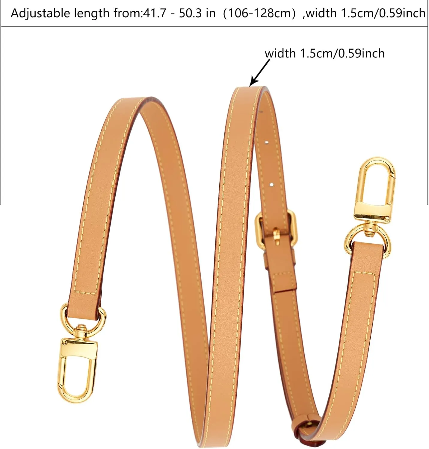 Vachetta Leather Adjustable Crossbody Strap women crossbody leather purse strap (Apricot-width:0.59 inches(1.5cm))