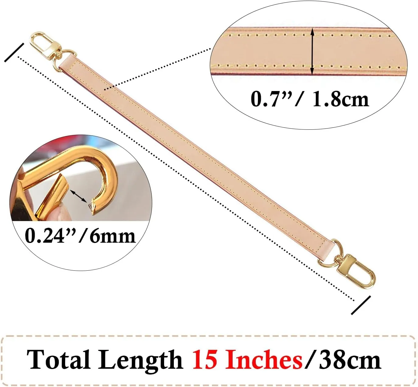 Vachetta Leather Purse Strap Replacement for LV Neonoe Bucket Bag Top Handle Black Short Leather Strap Luxury