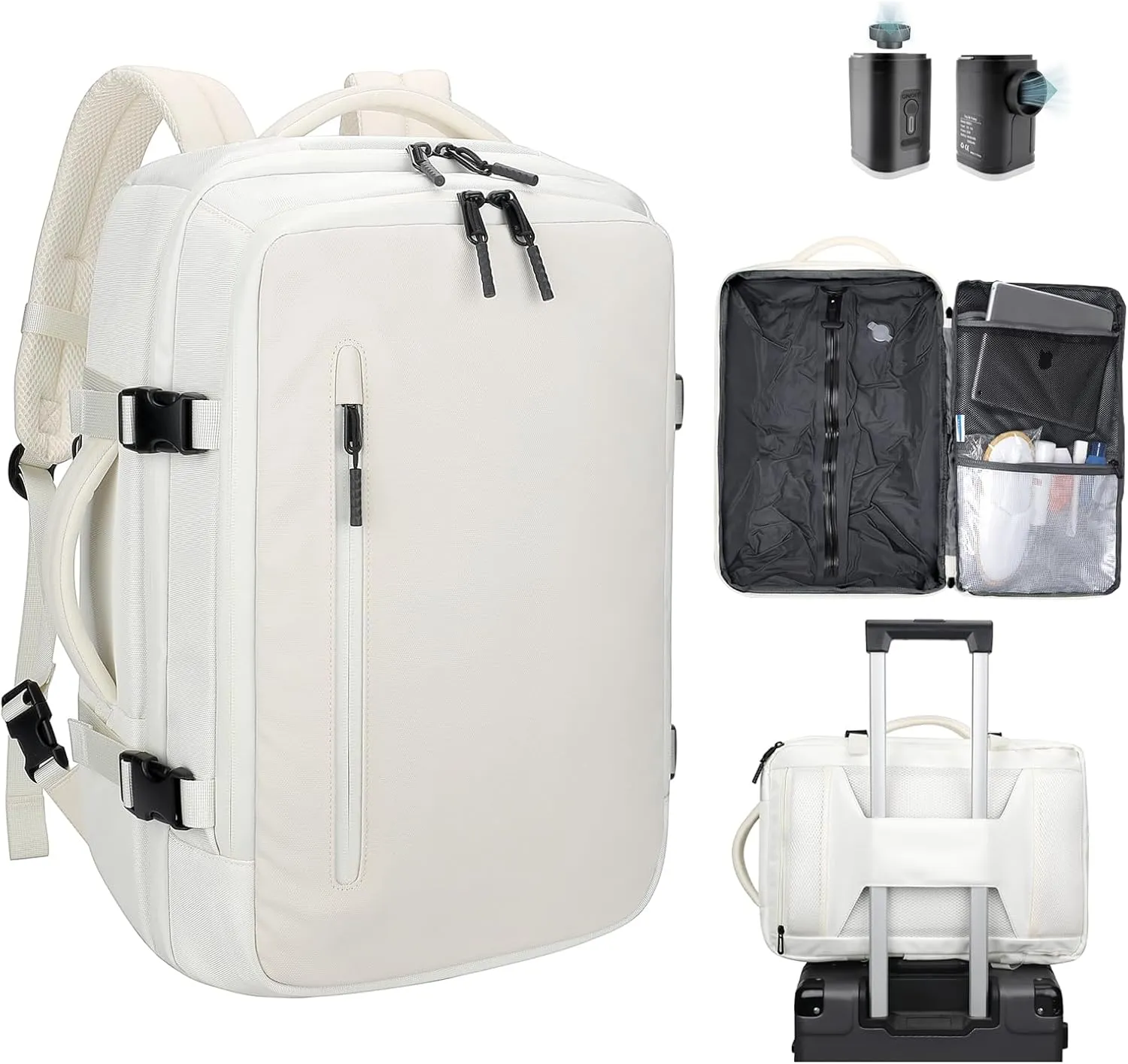 Vacuum Backpack,airback backpack with pump,Laptop backpack for travel,Waterproof, Business,College,Camping (Beige)