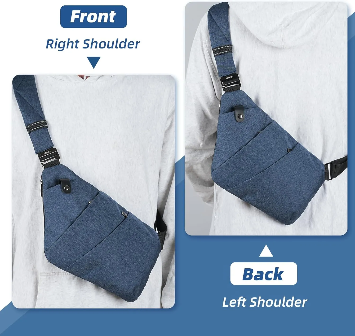 VADOO Sling Bag - Anti-theft Crossbody Shoulder Bag for Men and Women