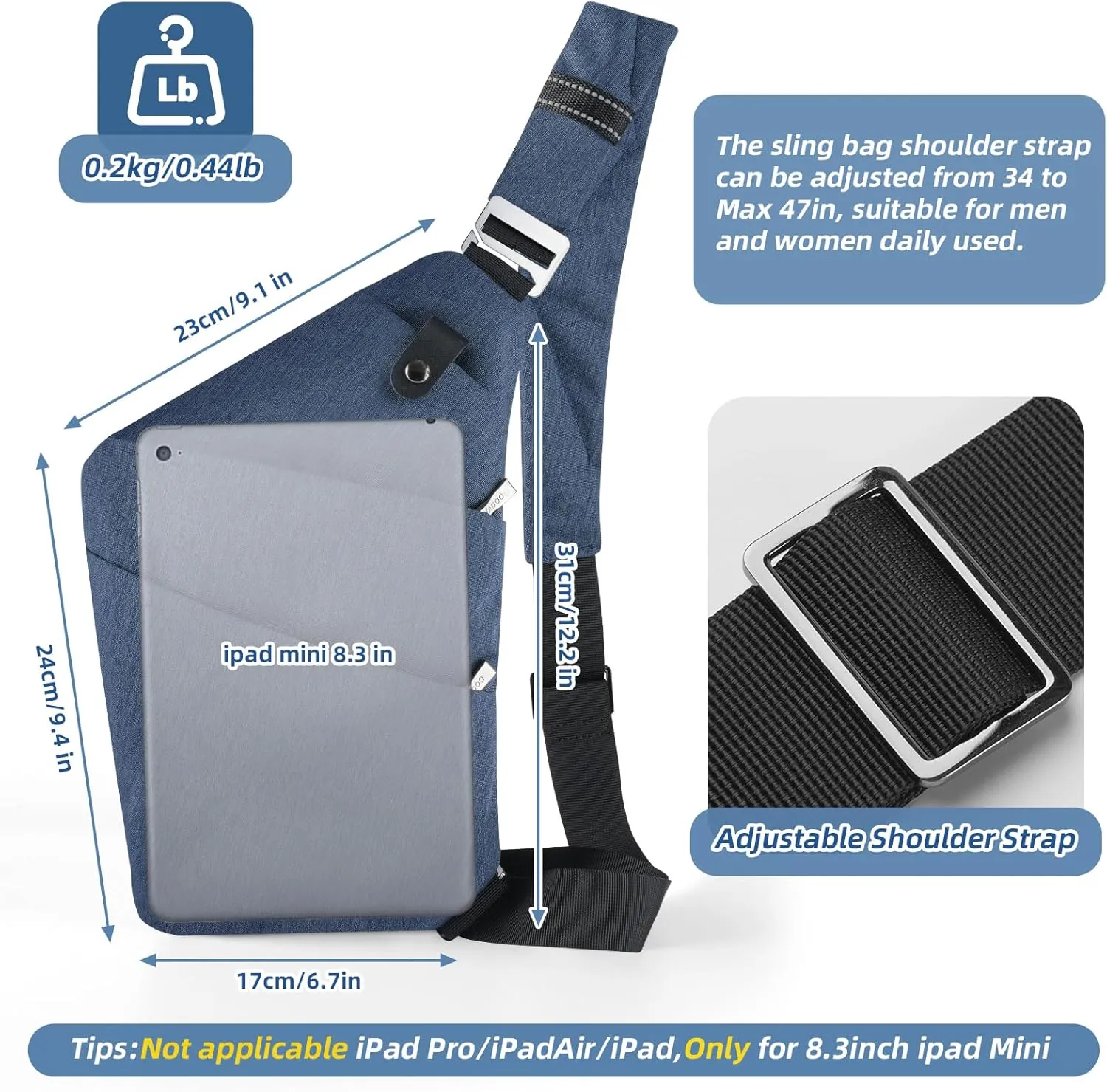 VADOO Sling Bag - Anti-theft Crossbody Shoulder Bag for Men and Women
