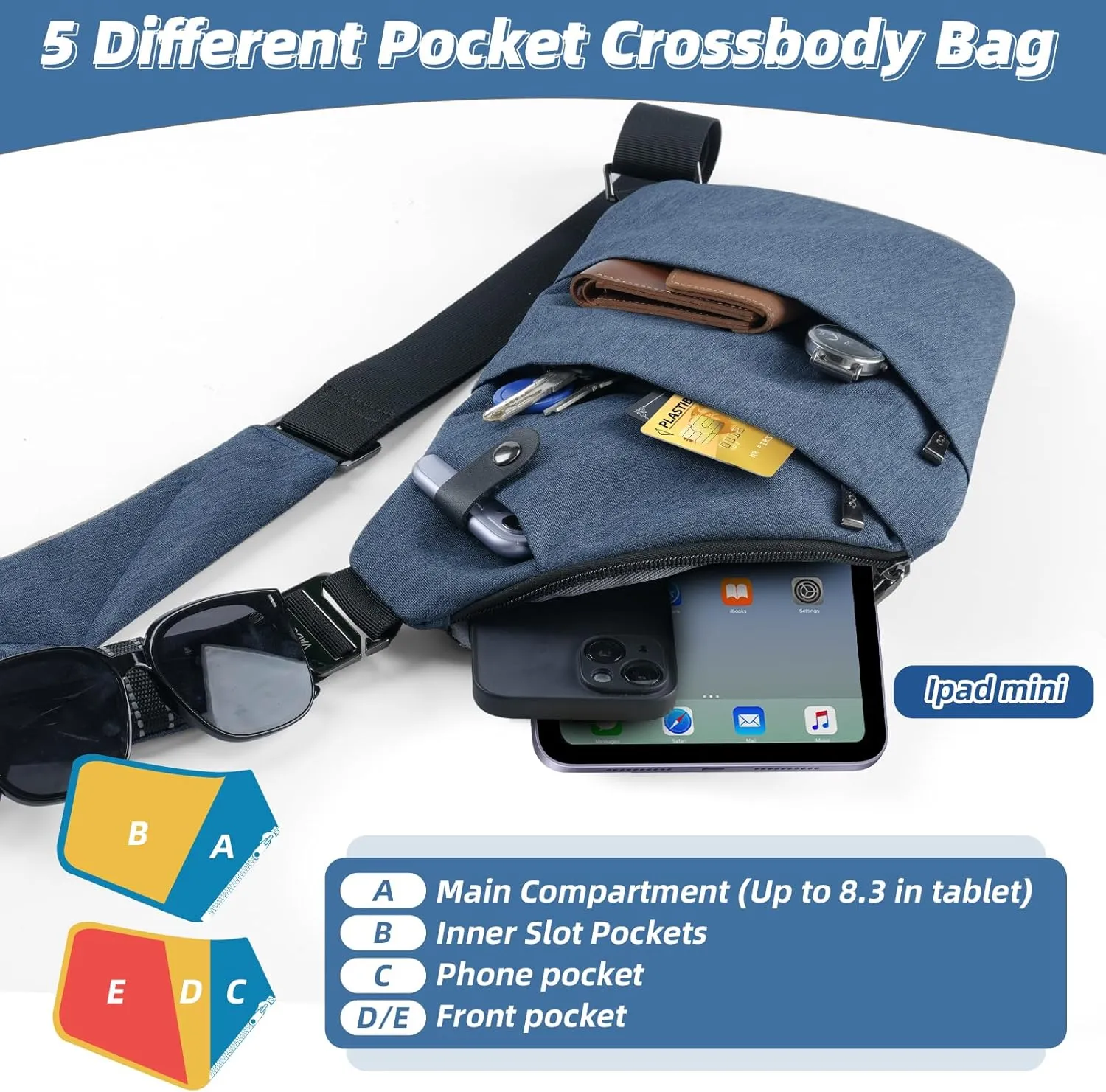 VADOO Sling Bag - Anti-theft Crossbody Shoulder Bag for Men and Women