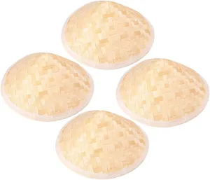 Vaguelly 4pcs Bamboo Hat Chinese Decor Sun Hat for Toddler Sun Hats Farmer Hat Weaving Hat Hat Sun Block Hat Hat Pointed Cap Beige Primary Fishing Bamboo Mini