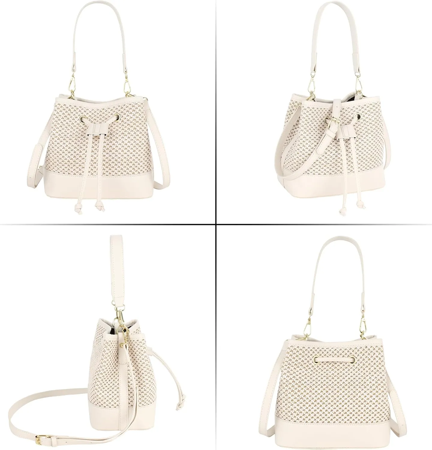 Van Caro Handwoven Cotton Straw Shoulder Bag Crochet Tassel Beach Bohemian Purse for Women