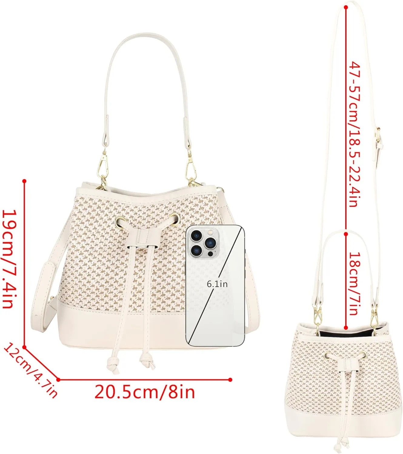 Van Caro Handwoven Cotton Straw Shoulder Bag Crochet Tassel Beach Bohemian Purse for Women