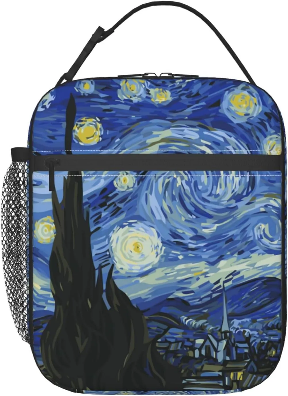 Van Gogh Night Sky The Starry Night Insulated Lunch Bag Portable Reusable Zipper Lunch Box For Men Women Work Picnic Travel Camping