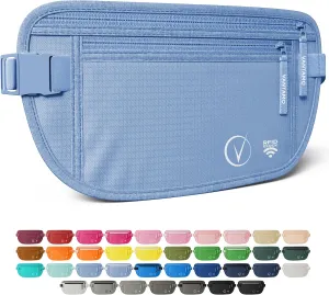 Vantamo Hidden Money Belt For Extra Safety, RFID Ultra-Thin Fanny Pack, 2 Compartment Money Bag Fits Passport & Phone