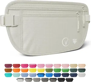 Vantamo Hidden Money Belt For Extra Safety, RFID Ultra-Thin Fanny Pack, 2 Compartment Money Bag Fits Passport & Phone