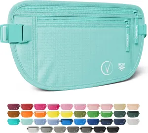 Vantamo Hidden Money Belt For Extra Safety, RFID Ultra-Thin Fanny Pack, 2 Compartment Money Bag Fits Passport & Phone
