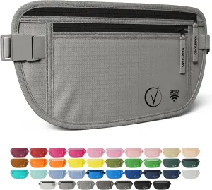 Vantamo Hidden Money Belt For Extra Safety, RFID Ultra-Thin Fanny Pack, 2 Compartment Money Bag Fits Passport & Phone