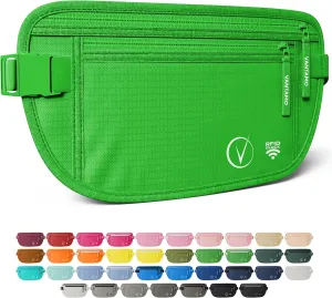 Vantamo Hidden Money Belt For Extra Safety, RFID Ultra-Thin Fanny Pack, 2 Compartment Money Bag Fits Passport & Phone
