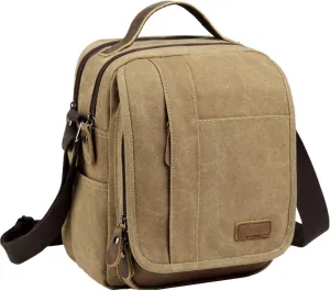 VASCHY Messenger Bag Small, Canvas Water Resistant Crossbody Shoulder Bag Purse for Men and Women