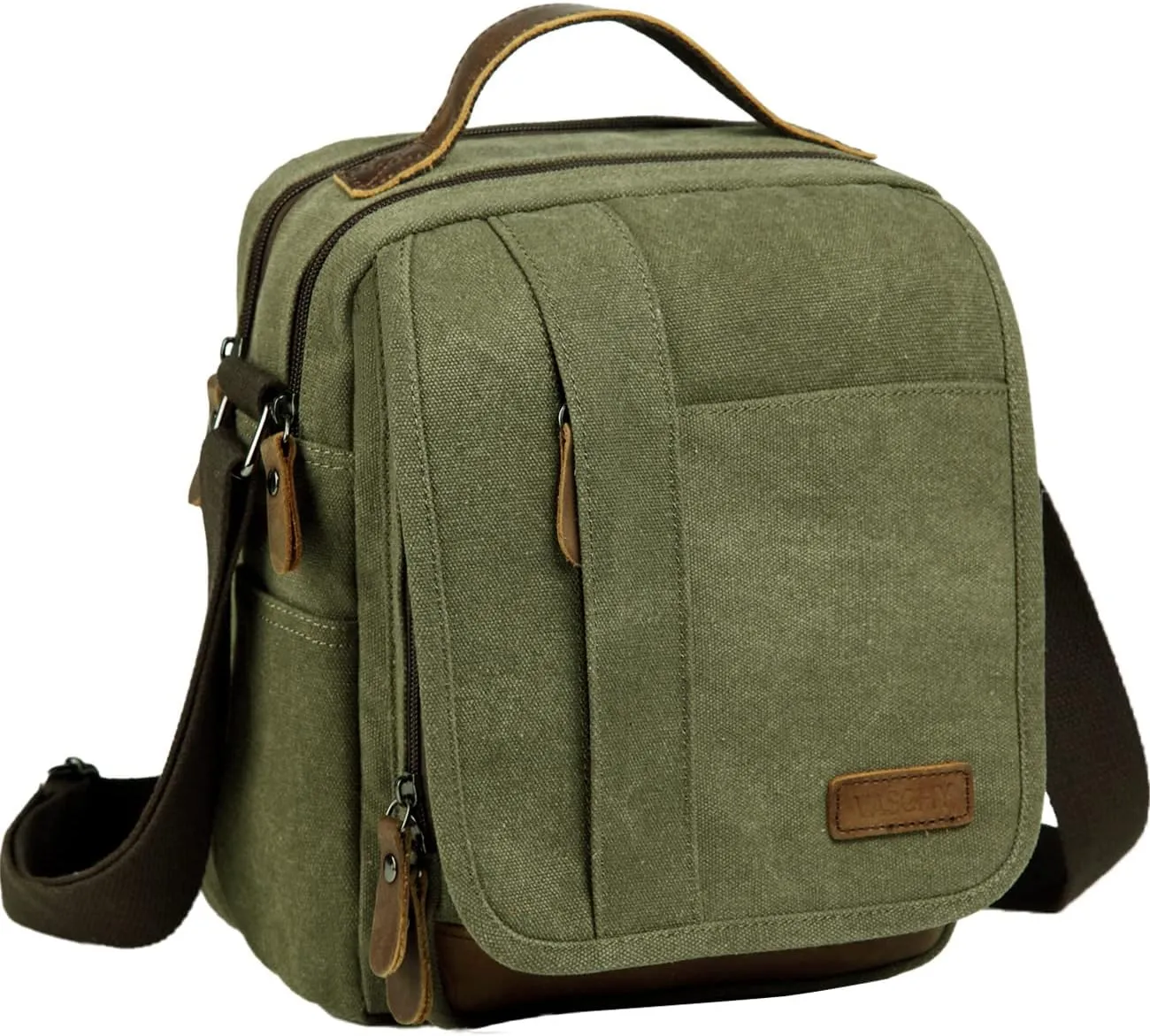 VASCHY Messenger Bag Small, Canvas Water Resistant Crossbody Shoulder Bag Purse for Men and Women
