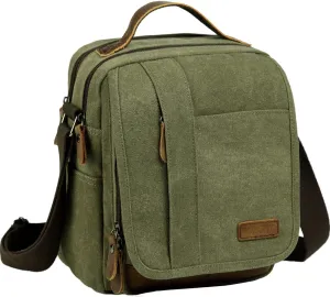 VASCHY Messenger Bag Small, Canvas Water Resistant Crossbody Shoulder Bag Purse for Men and Women