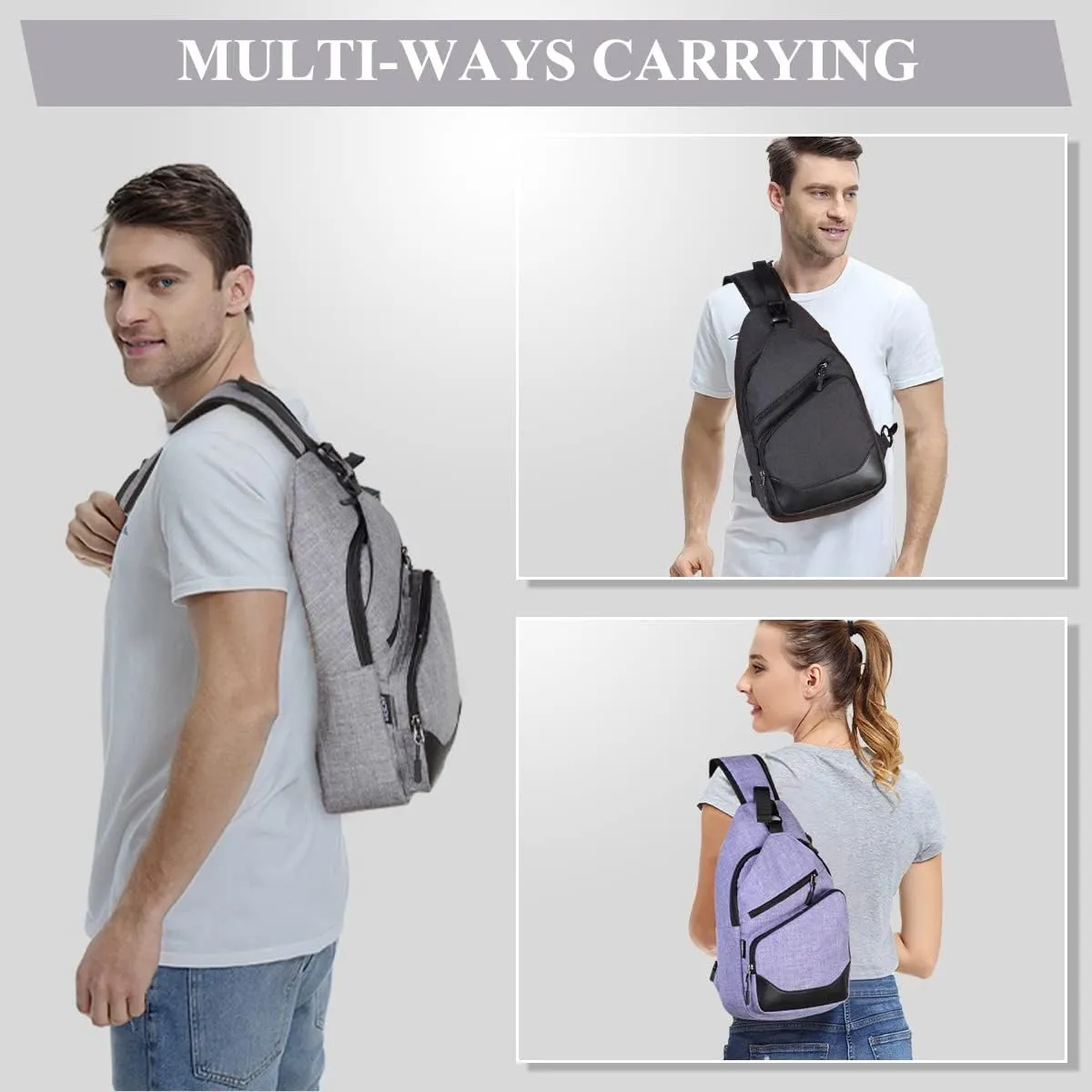 VASCHY Sling Bag for Men Women, One Strap Over the Shoulder Cross Body Backpack Chest Bag for Hiking/Travel/Outdoor