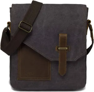 VASCHY Small Messenger Bag, Vintage Canvas Leather Lightweight Crossbody Bag