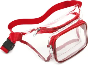 Veckle Clear Fanny Pack Stadium Approved - Adjustable Belt Bag for Women Fits Sport Events, Travel, Beach, Concerts, Stadium Waist Bag (for age 12 or above), Red