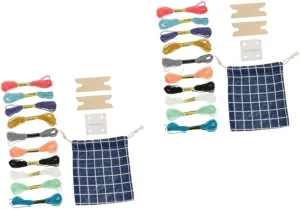 Veemoon 2 Sets Loom Tools for Weaving Unfinished Craft Kit Includes Weaving Cards Shuttles Storage Bag for Boys and Girls Adults