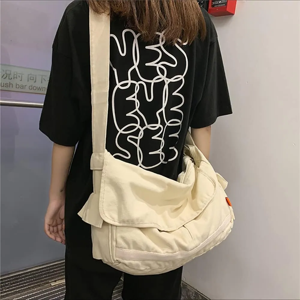 Vintage Canvas Messenger Bag for Men Women Crossbody Bag Satchel Shoulder Bag Harajuku Streetwear