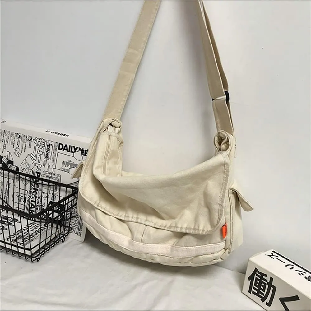 Vintage Canvas Messenger Bag for Men Women Crossbody Bag Satchel Shoulder Bag Harajuku Streetwear