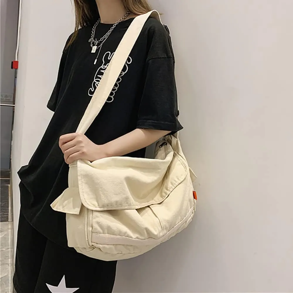 Vintage Canvas Messenger Bag for Men Women Crossbody Bag Satchel Shoulder Bag Harajuku Streetwear