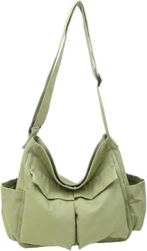 Vintage Canvas Messenger Bag for Women & Men School Large Laptop Bag with Multiple Pockets Shoulder Tote Bag