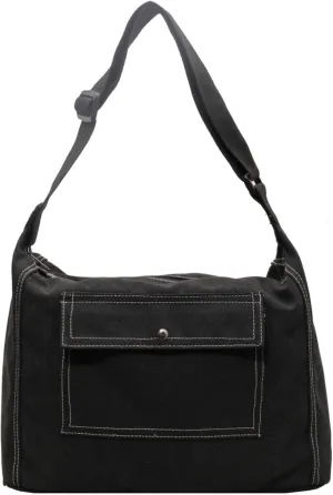 Vintage Canvas Messenger Bag for Women, Hippie Crossbody Hobo Purse with Multiple Pockets