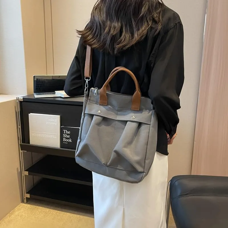 Vintage Canvas Messenger Bag for Women Travel Satchel Shoulder Bag Emo Acubi Laptop Bag Cyber Punk Purse (Gray)