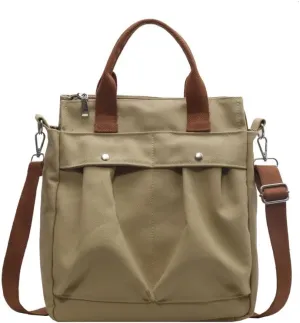 Vintage Canvas Messenger Bag for Women Travel Satchel Shoulder Bag Emo Acubi Laptop Bag Cyber Punk Purse (Kakhi)