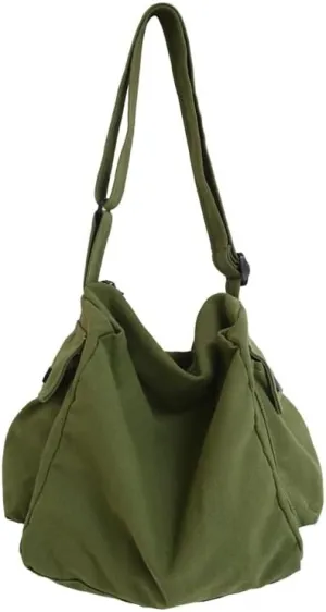 Vintage Canvas Messenger Bag Women Y2K Grunge Tote Bag Aesthetic Purse Hippie Crossbody Handbag Goth Emo Preppy Stuff