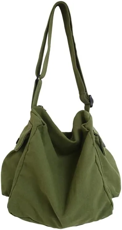 Vintage Canvas Messenger Bag Women Y2K Grunge Tote Bag Aesthetic Purse Hippie Crossbody Handbag Goth Emo Preppy Stuff