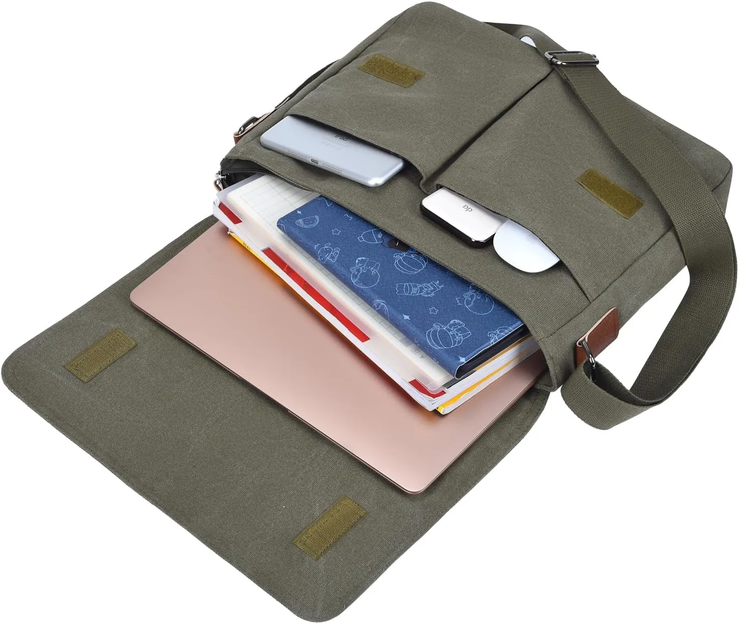 Vintage Canvas Satchel Messenger Bag for Men Women Crossbody Bag Travel Shoulder Bag 13.3" Laptop Bag Bookbag Work