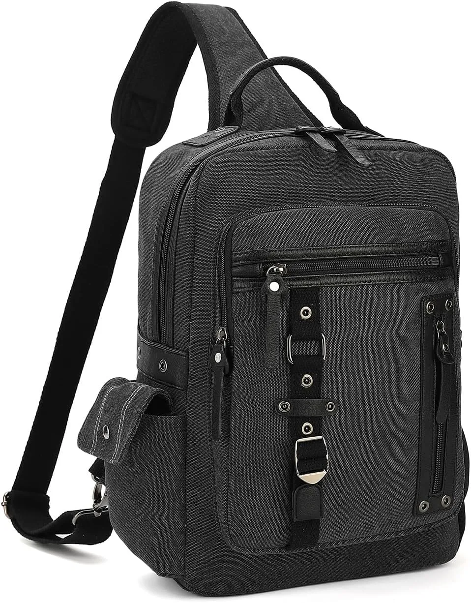 Vintage Messenger Bag, Canvas Backpack for Travel, Men's Shoulder Bag, Dual-use Bag for Hand Carry and Crossbody Carry