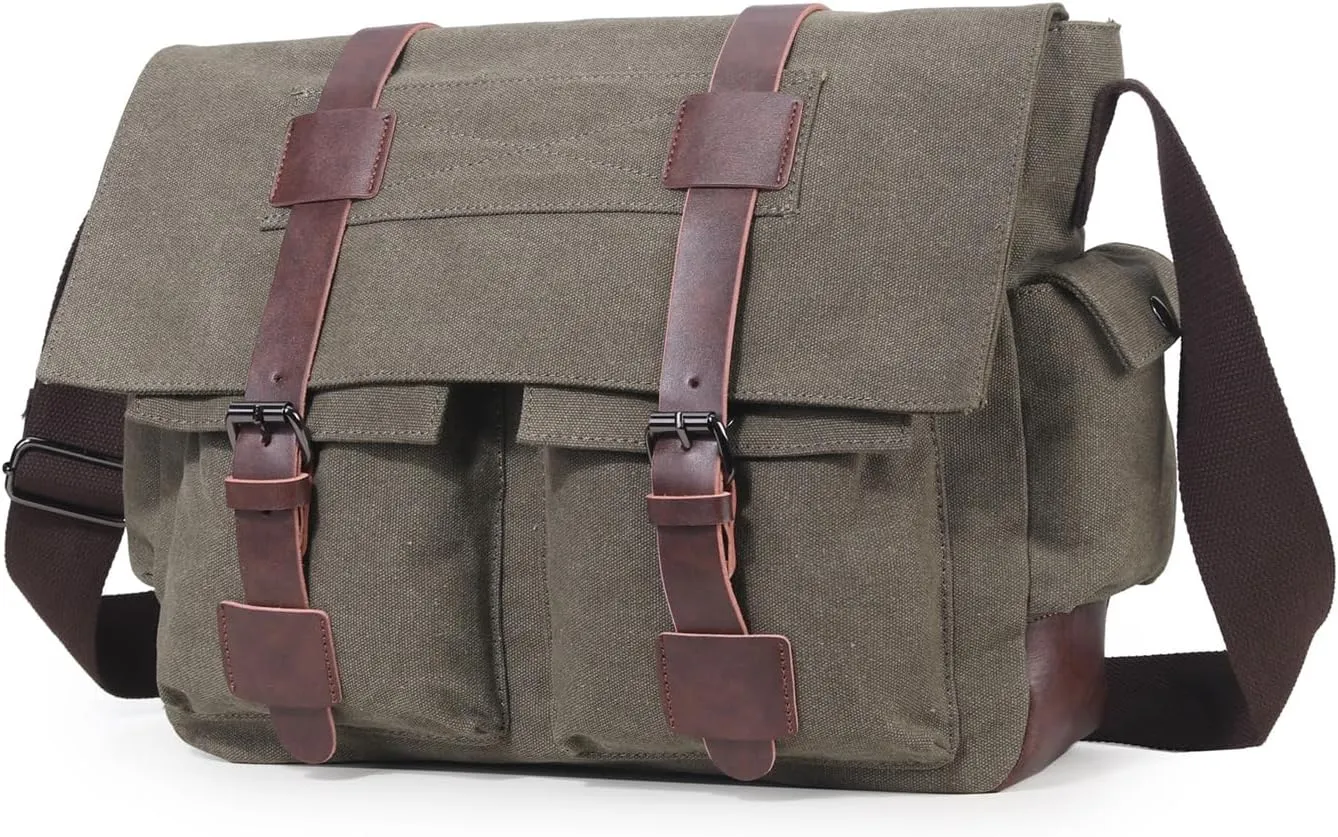 Vintage military canvas notebook computer bag Messenger bag medium canvas Messenger bag military satchel