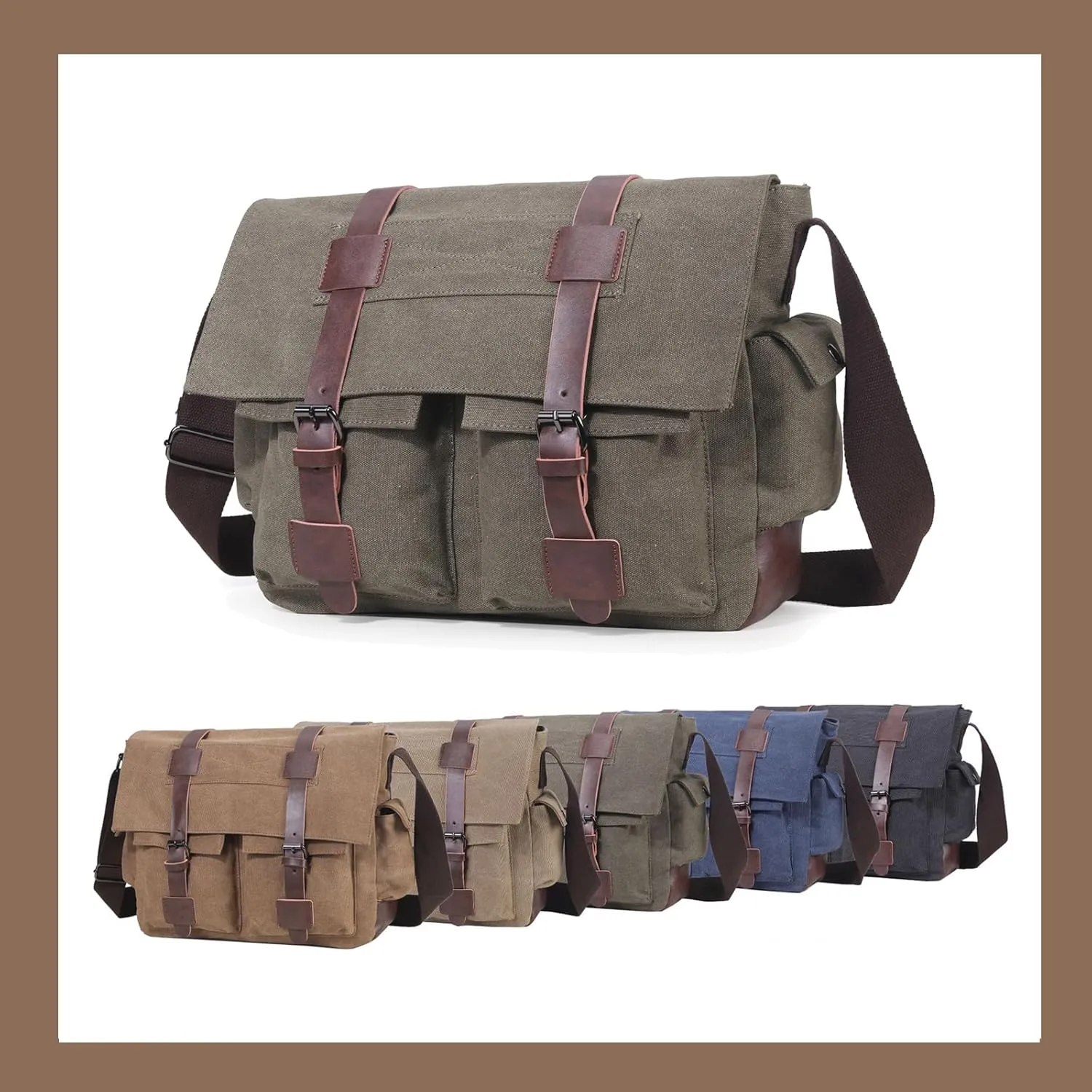 Vintage military canvas notebook computer bag Messenger bag medium canvas Messenger bag military satchel