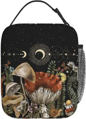 Vintage Mushroom Cute Forest Magic Leaf Forest Insulated Lunch Bag Portable Reusable Zipper Lunch Box For Men Women Work Picnic Travel Camping