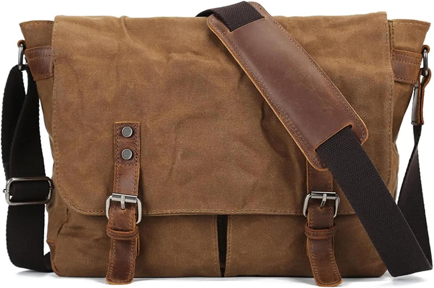 Vintage-Style Canvas Messenger Bag, Crossbody Shoulder Bag, Adjustable Strap, for Work, Travel, and Daily Use Briefcase