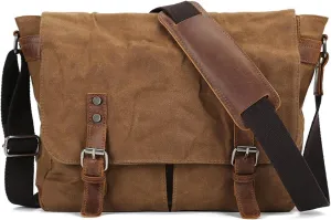 Vintage-Style Canvas Messenger Bag, Crossbody Shoulder Bag, Adjustable Strap, for Work, Travel, and Daily Use Briefcase