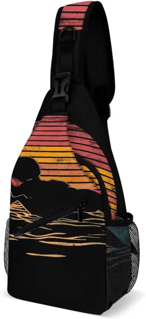 Vintage Swim Swimmer Swimming 80s Crossbody Bag Over Shoulder Sling Backpack Casual Cross Chest Side Pouch 38x20cm