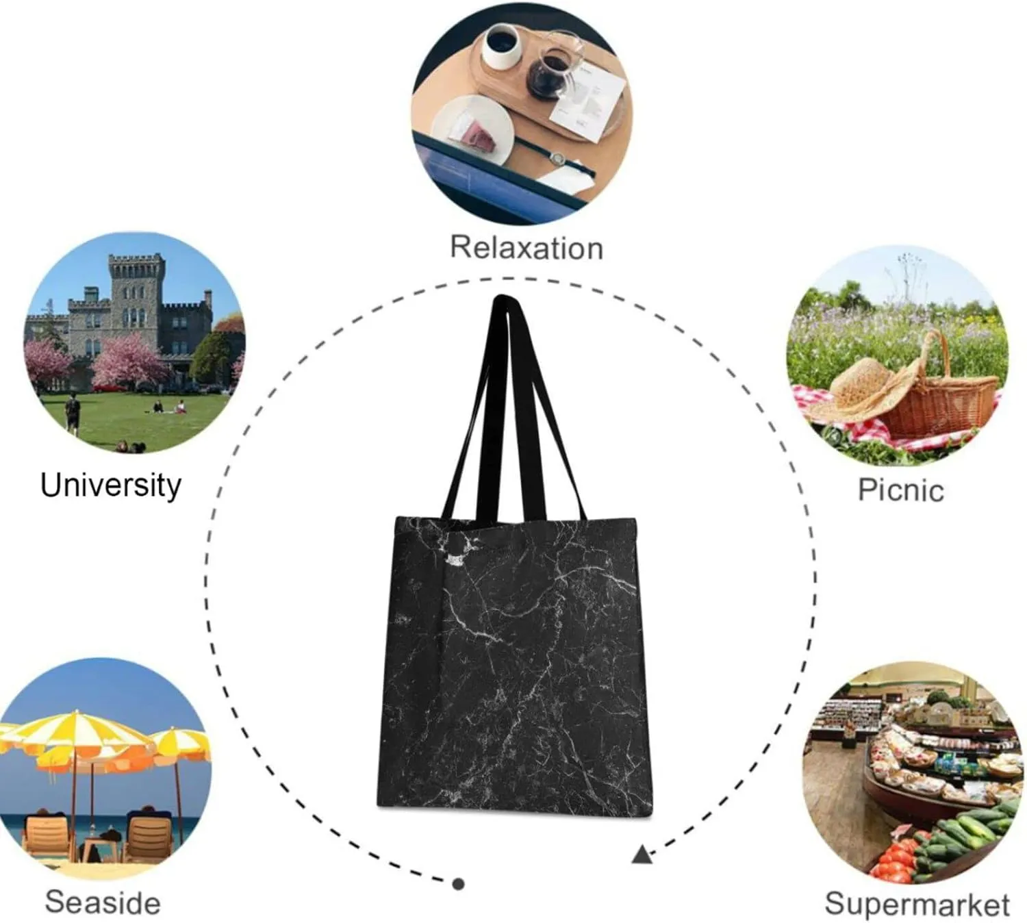 visesunny Fashion Large Lightweight Tote Bag Shoulder Bag for Gym Hiking Picnic Travel Beach Waterproof Tote Bags