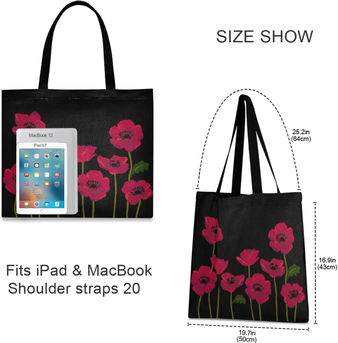 visesunny Fashion Large Lightweight Tote Bag Shoulder Bag for Gym Hiking Picnic Travel Beach Waterproof Tote Bags