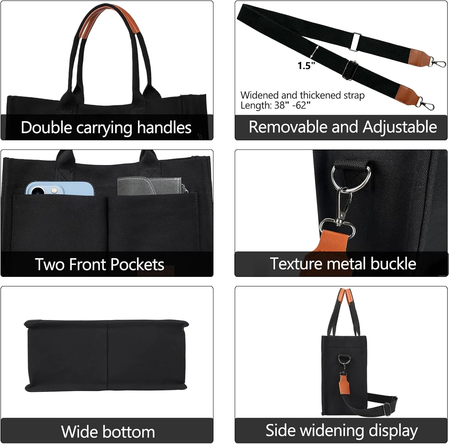 VODIU Canvas Tote Bag for Women,Laptop Bag Work Tote Bag Women Crossbody Purse Handbag Shoulder Travel Messenger Gym Tote