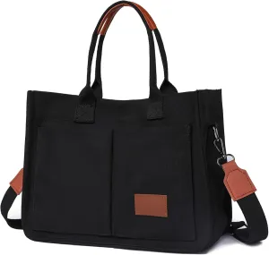 VODIU Canvas Tote Bag for Women,Laptop Bag Work Tote Bag Women Crossbody Purse Handbag Shoulder Travel Messenger Gym Tote