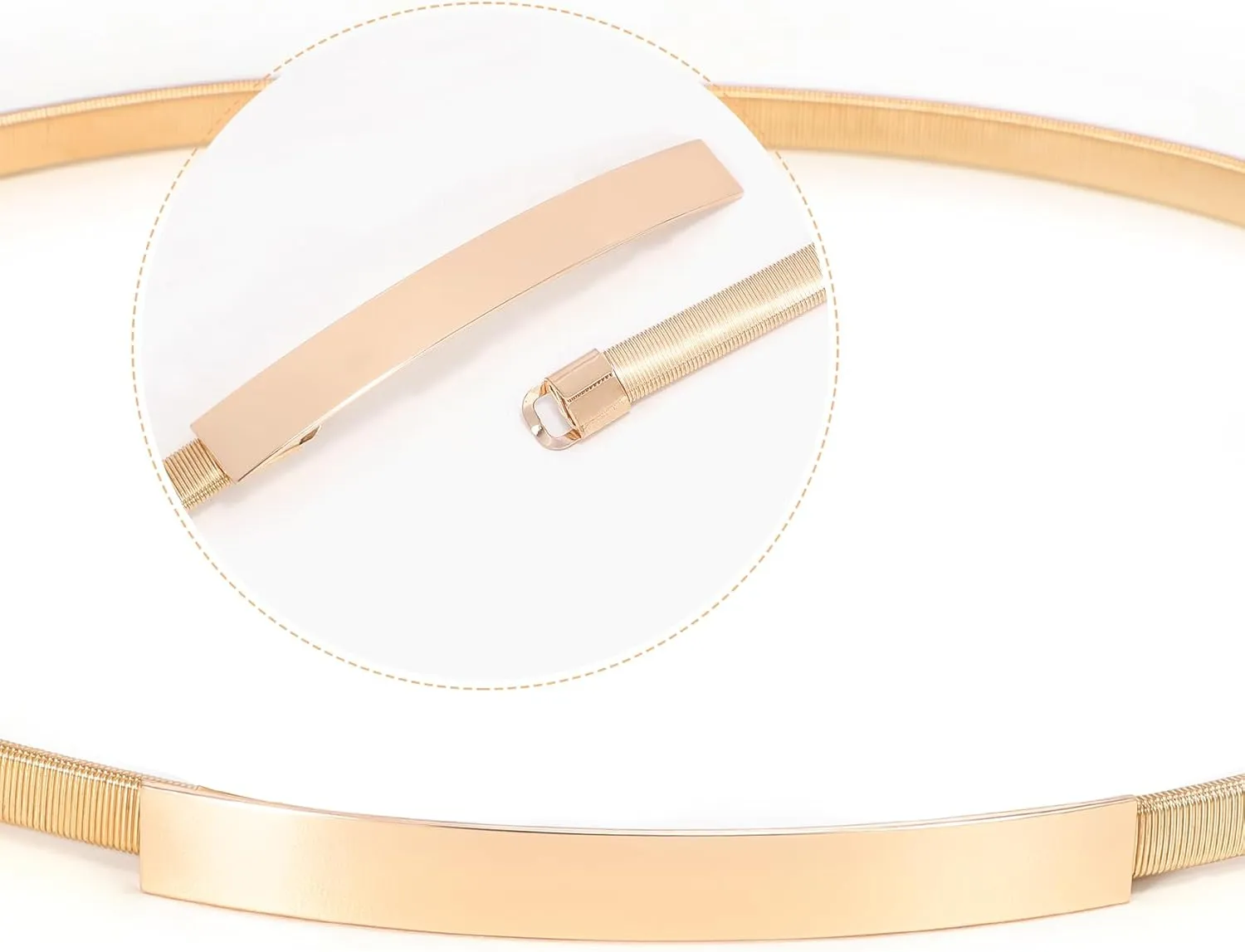 VONMELLI Skinny Metal Cinch Belt for Dress Stretch Thin Waist Belt for Women Gold/Silver