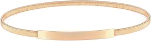 VONMELLI Skinny Metal Cinch Belt for Dress Stretch Thin Waist Belt for Women Gold/Silver