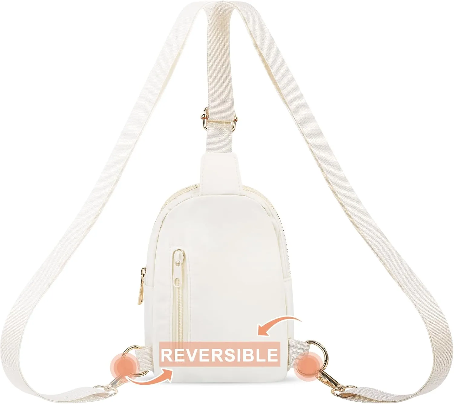VOROLO Sling Bag Sling Chest Bag with Two Parallel Zipper and Ajustable Strap Fashion Sling Pack Beige