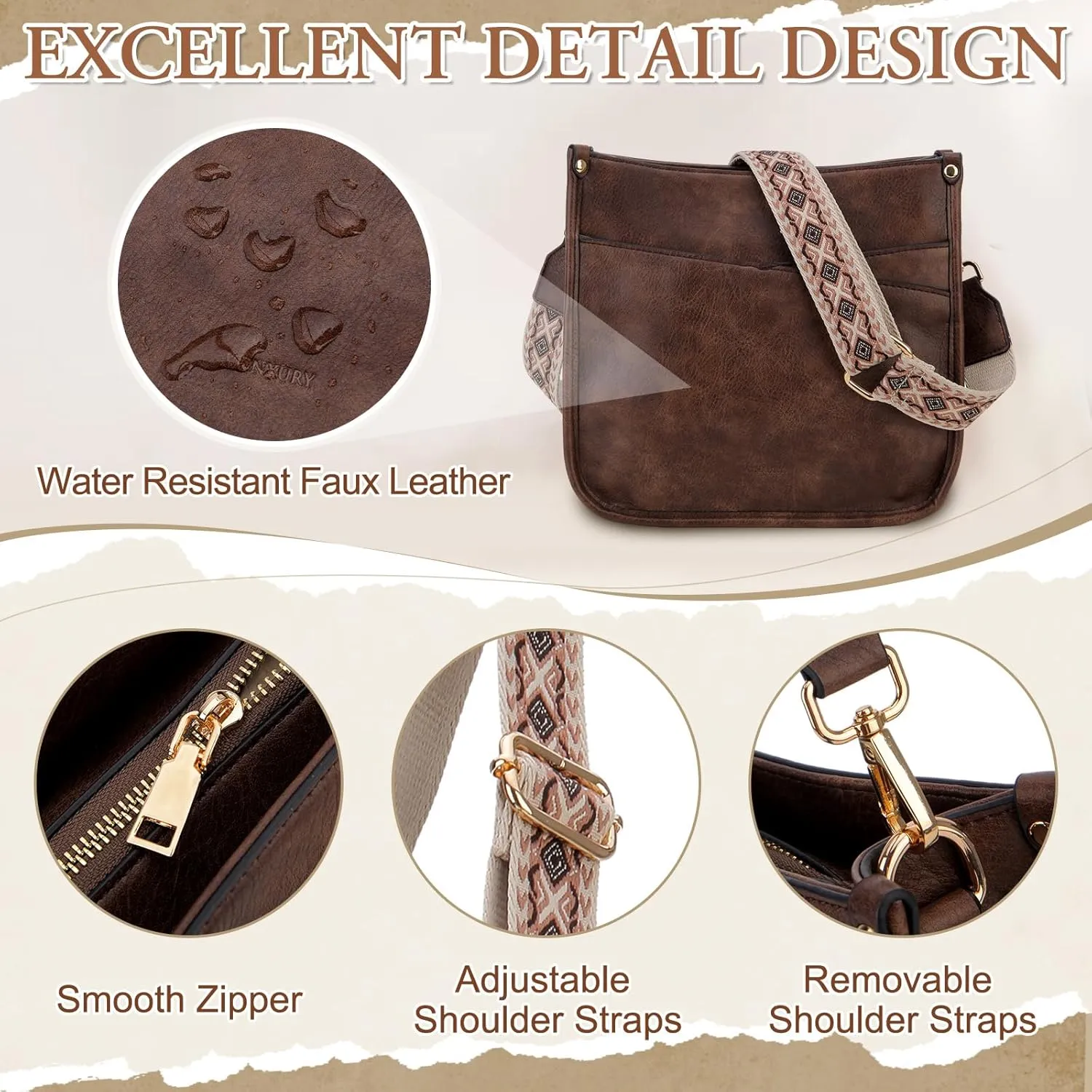 VX VONXURY Shoulder Bag for Women,Trendy Vegan Leather Crossbody Bag,Fashion Bucket Bag with 2PCS Adjustable Straps