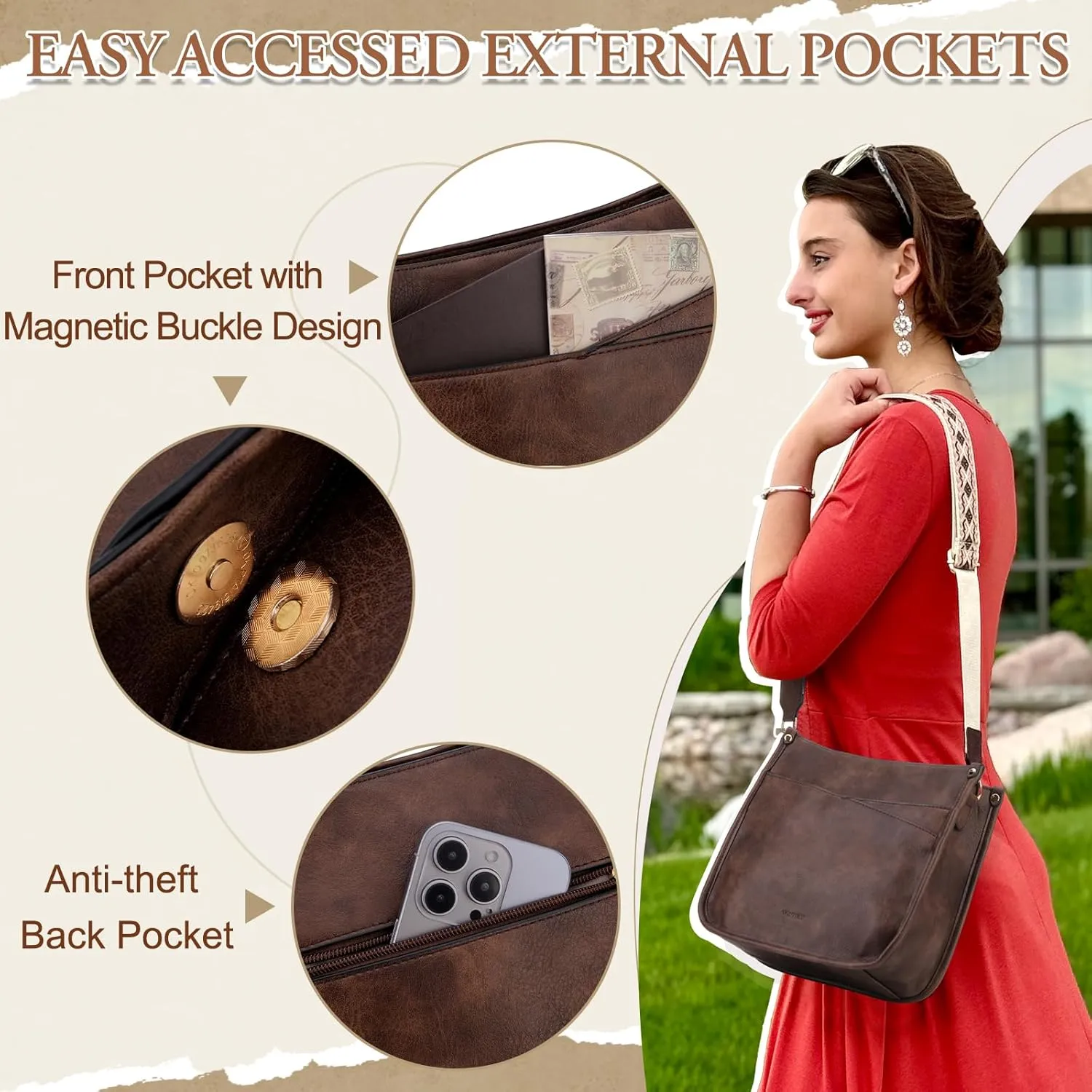VX VONXURY Shoulder Bag for Women,Trendy Vegan Leather Crossbody Bag,Fashion Bucket Bag with 2PCS Adjustable Straps